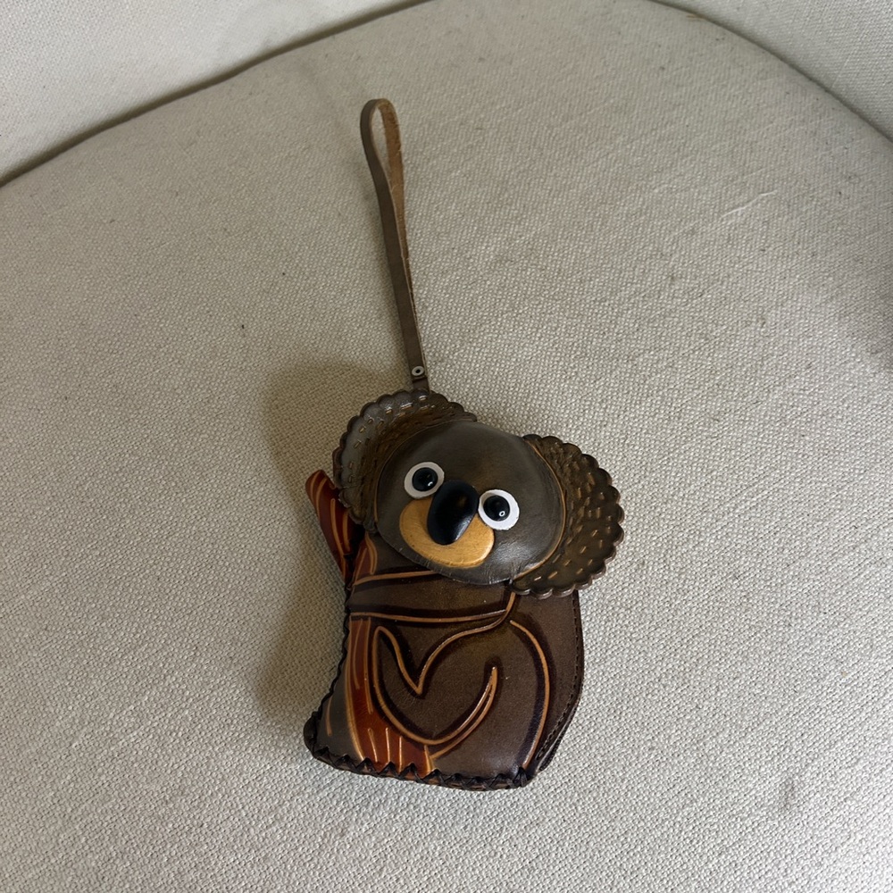 Leather Koala pouch  Accessory Charm in Brown